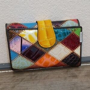 Temanli Multicolored Patchwork Wallet Extra Pockets Leather
